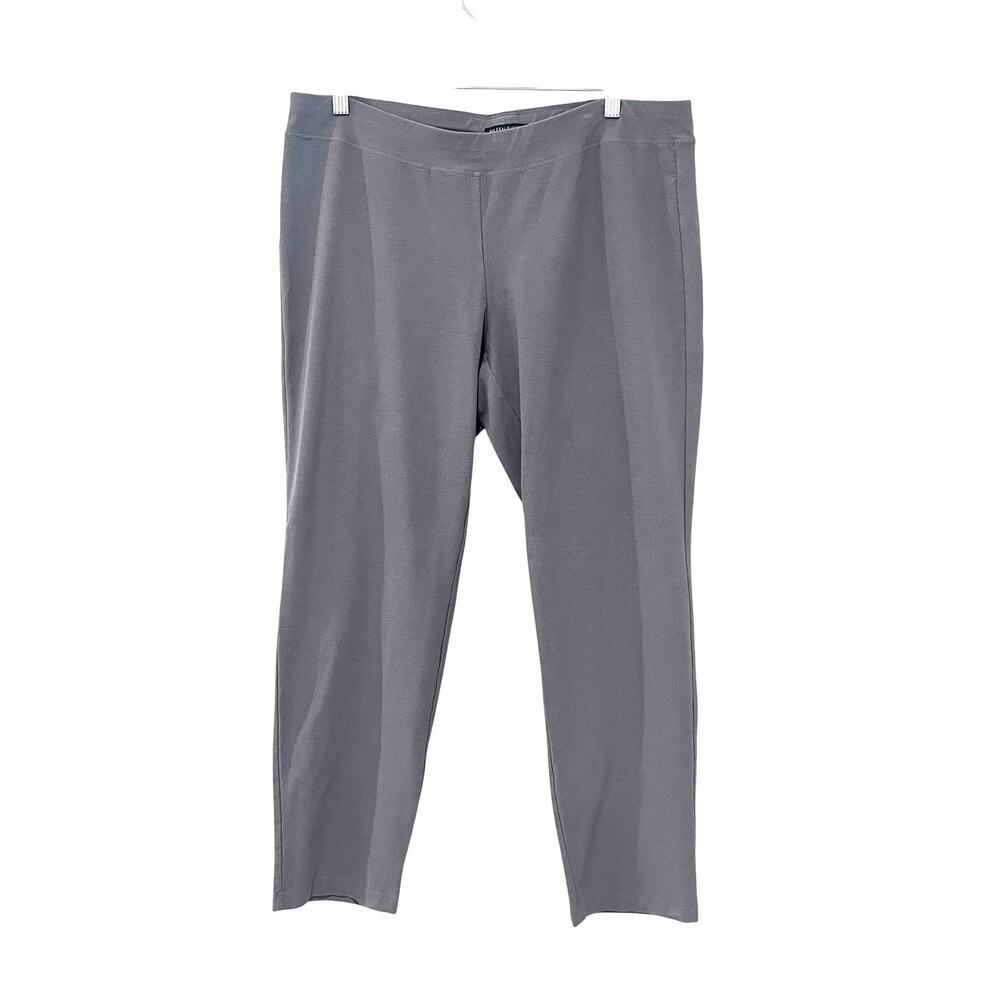 Eileen Fisher Stretch Crepe Slim Ankle Pants Gray Elastic Waist SZ L RN78121 - Picture 1 of 6